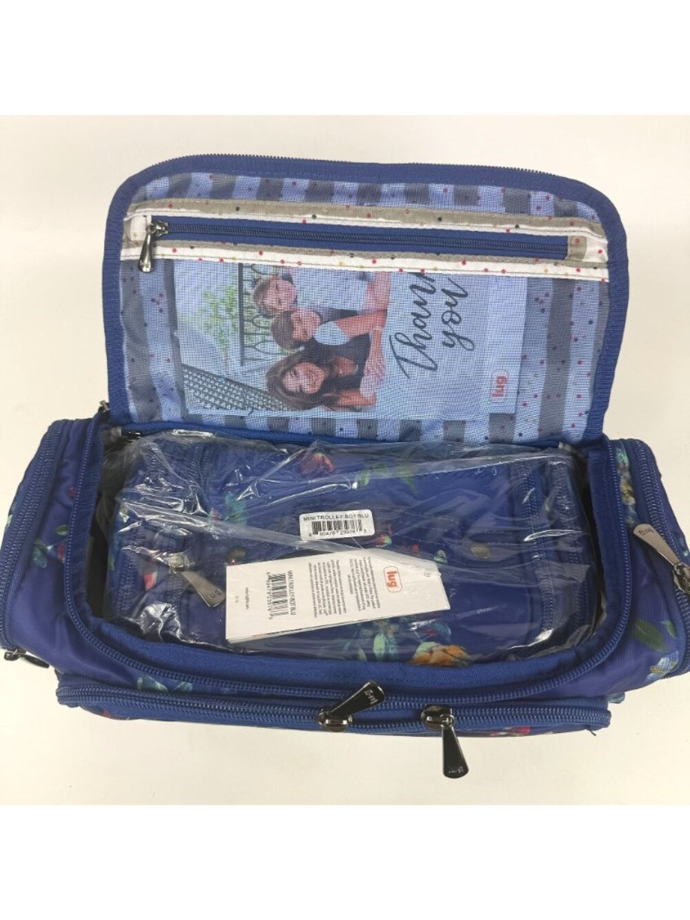 LUG Trolley Bouquet Blue Duo Cosmetic Cases Set Of 2 Medium & Small New - Picture 6 of 7